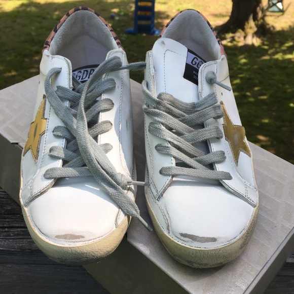 Golden Goose Superstar White/Gold Star/Leopard NIB - Picture 9 of 10